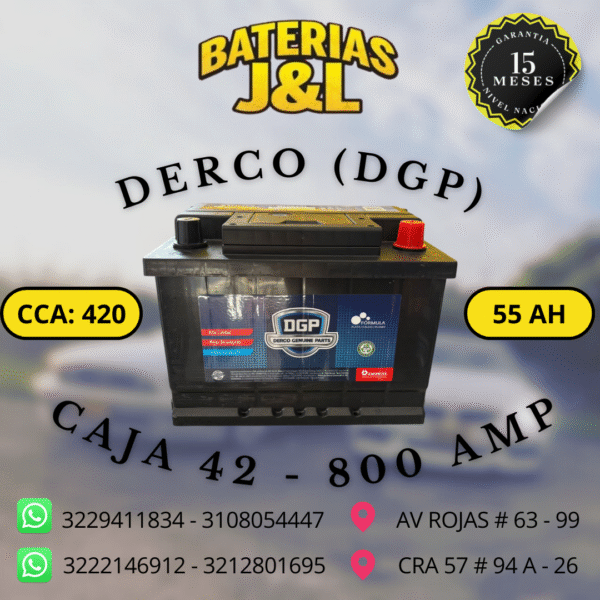 BATERÍA DERCO (DGP) CAJA 42 800 AMP