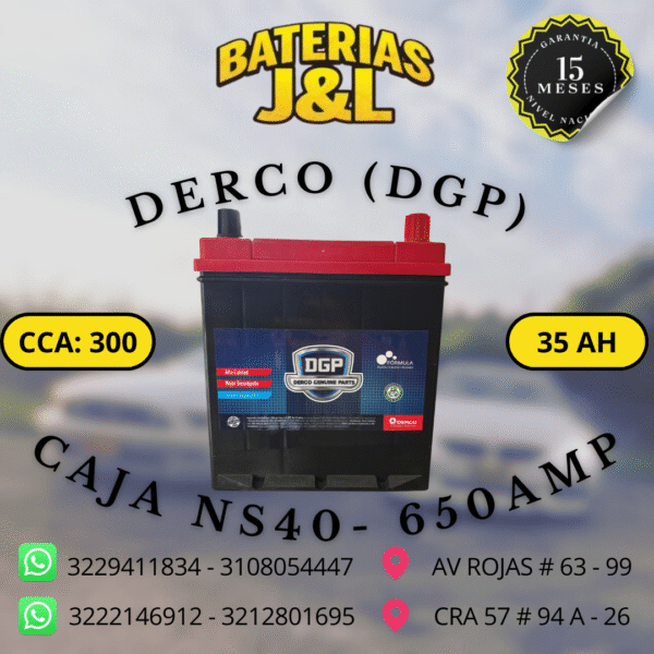 BATERÍA DERCO (DGP) NS40 650 AMP