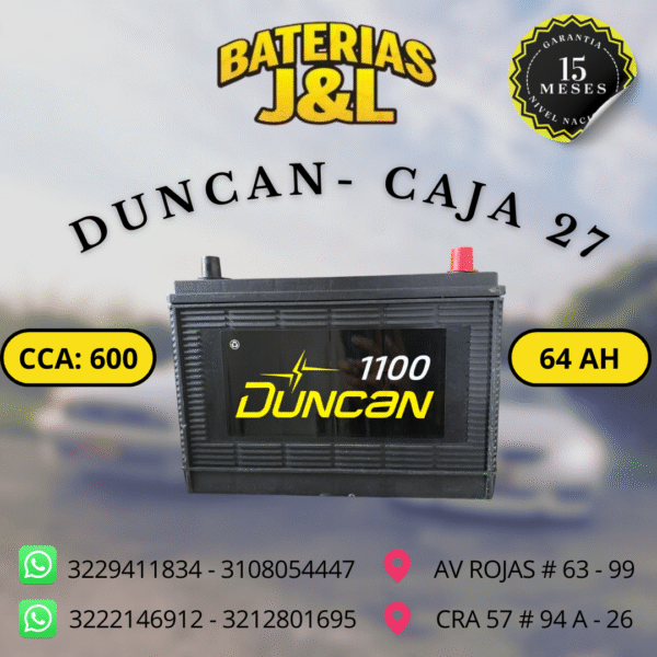 BATERÍA DUNCAN CAJA 27 1100 AMP