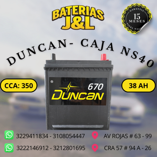 BATERÍA DUNCAN NS40 670 AMP